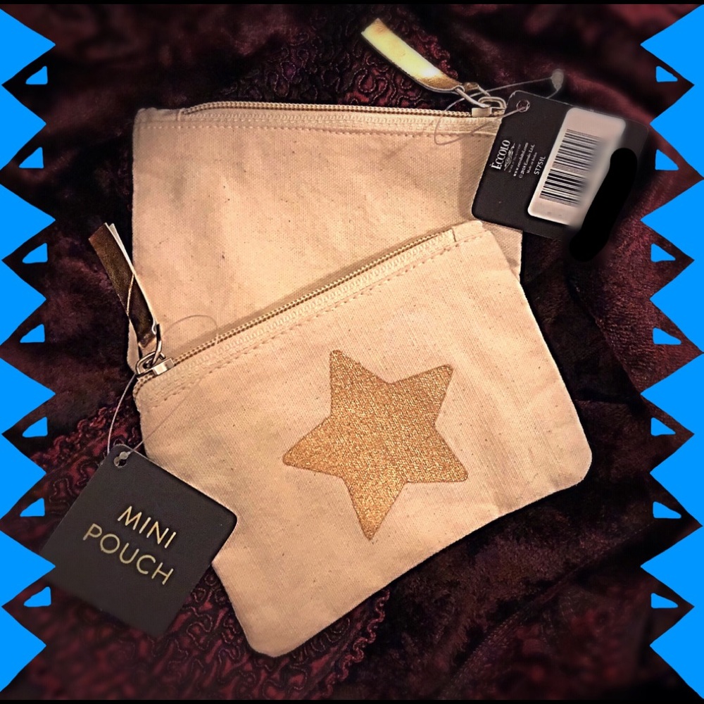 Mini Makeup/Purse-Canvas w/Gold Star - Picture 2 of 2